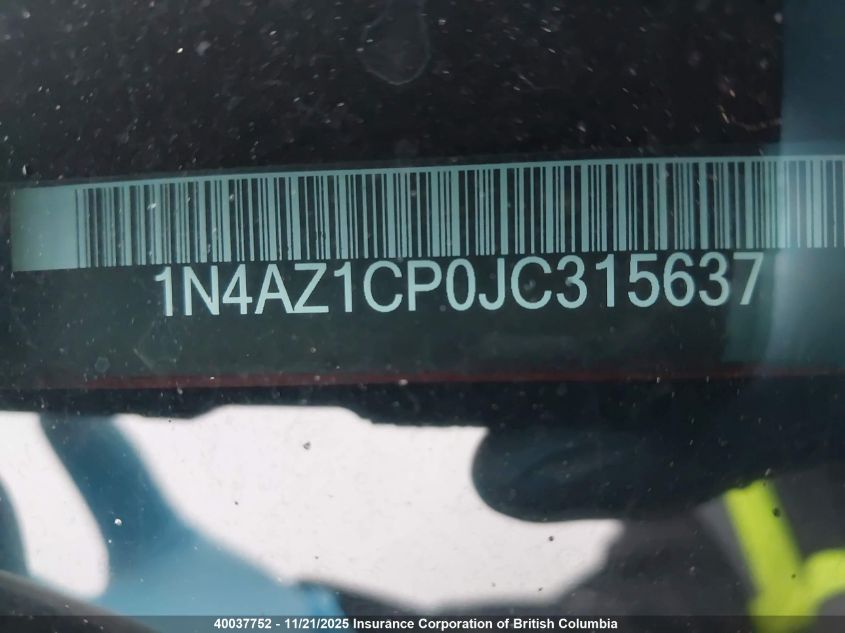 2018 Nissan Leaf S/Sv/Sl VIN: 1N4AZ1CP0JC315637 Lot: 40037752