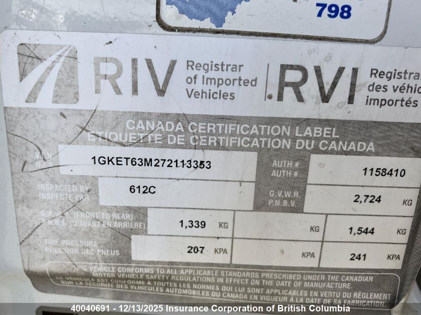 1GKET63M272113353 2007 GMC ENVOY photo no. 13