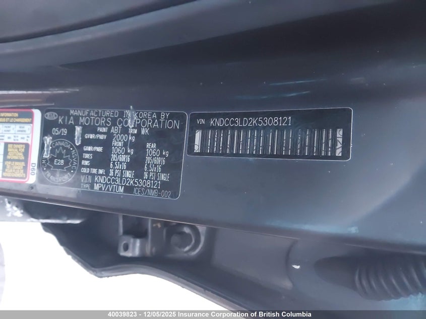 KNDCC3LD2K5308121 2019 KIA NIRO photo no. 9