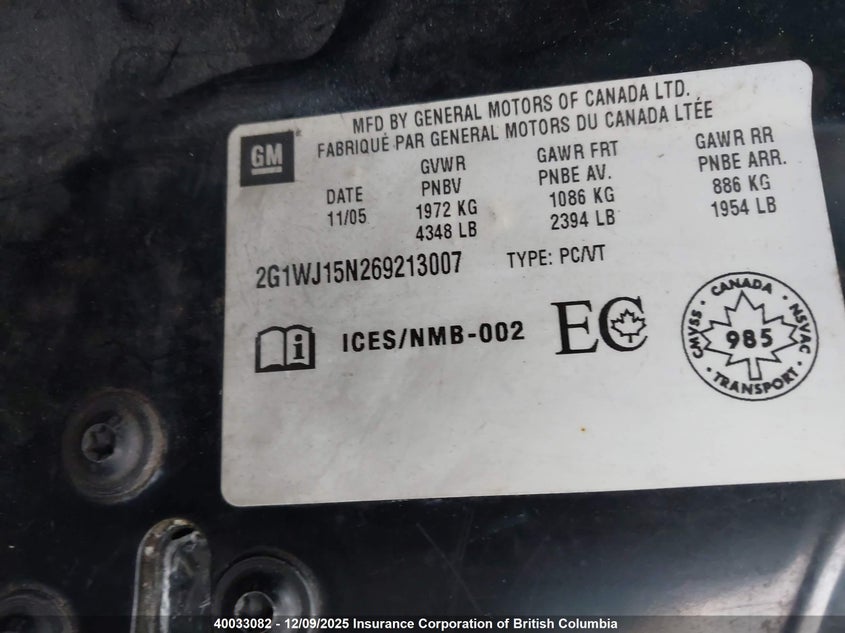 2G1WJ15N269213007 2006 CHEVROLET MONTE CARLO photo no. 9