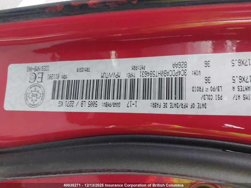 2017 Dodge Journey Se VIN: 3C4PDCAB0HT584631 Lot: 40035271