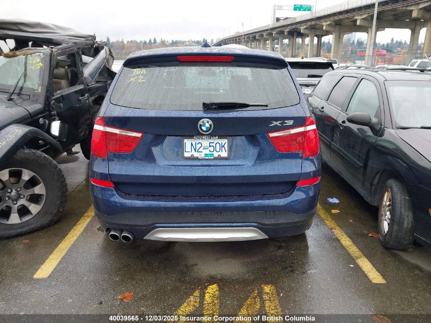 2015 BMW X3 xDrive28I VIN: 5UXWX9C54F0D58102 Lot: 40039565