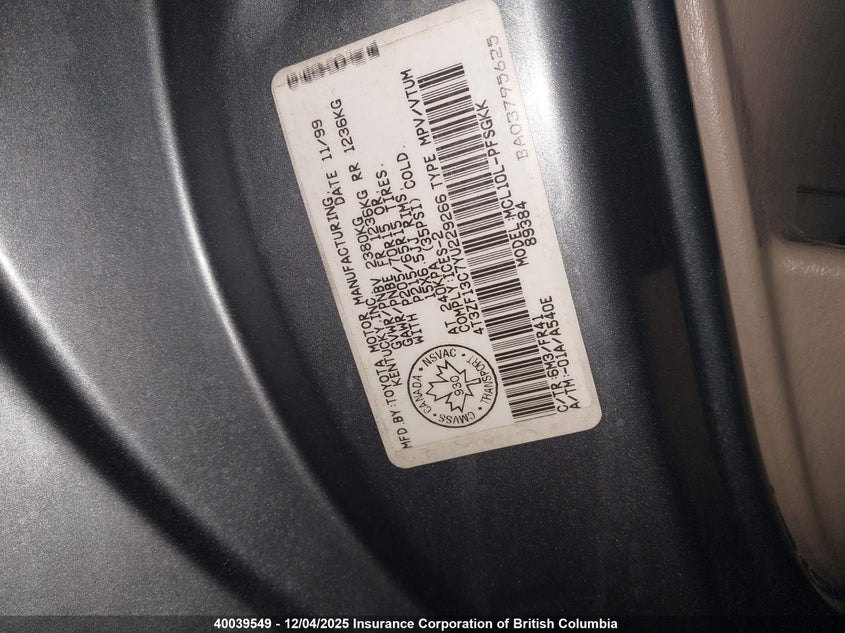 4T3ZF13C7YU229266 2000 TOYOTA SIENNA photo no. 9