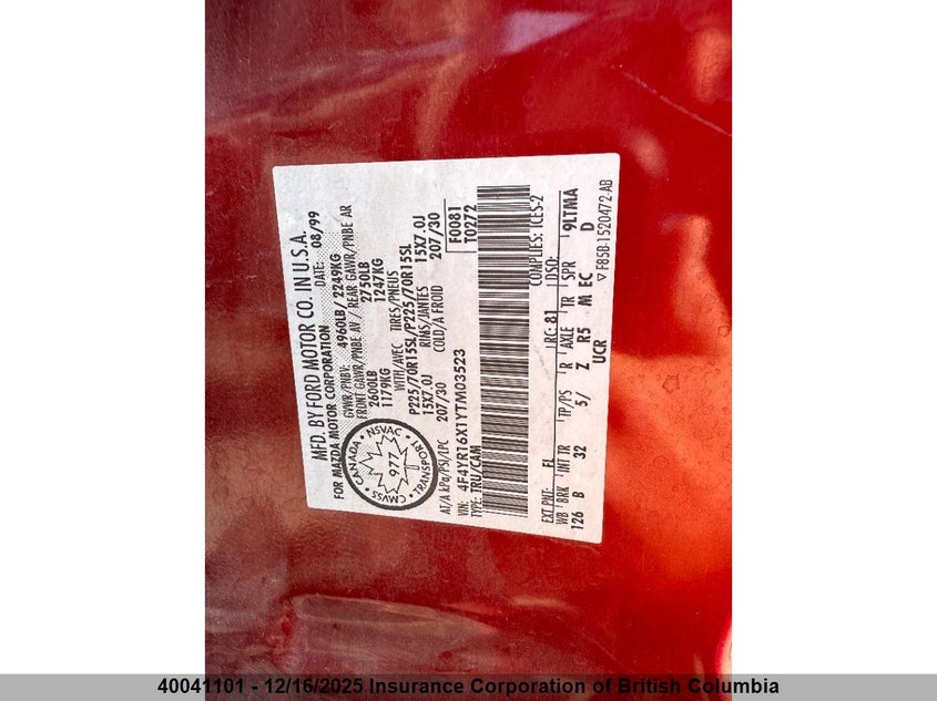 4F4YR16X1YTM03523 2000 MAZDA B-SERIES photo no. 9
