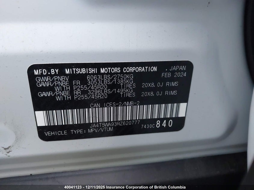 JA4T5WA93RZ620777 2024 MITSUBISHI OUTLANDER photo no. 9