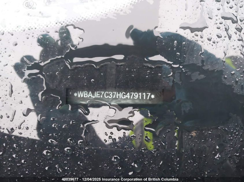 2017 BMW 540 Xi VIN: WBAJE7C37HG479117 Lot: 40039677