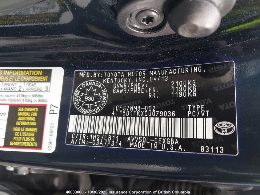 4T1BD1FKXDU079036 2013 TOYOTA CAMRY photo no. 9