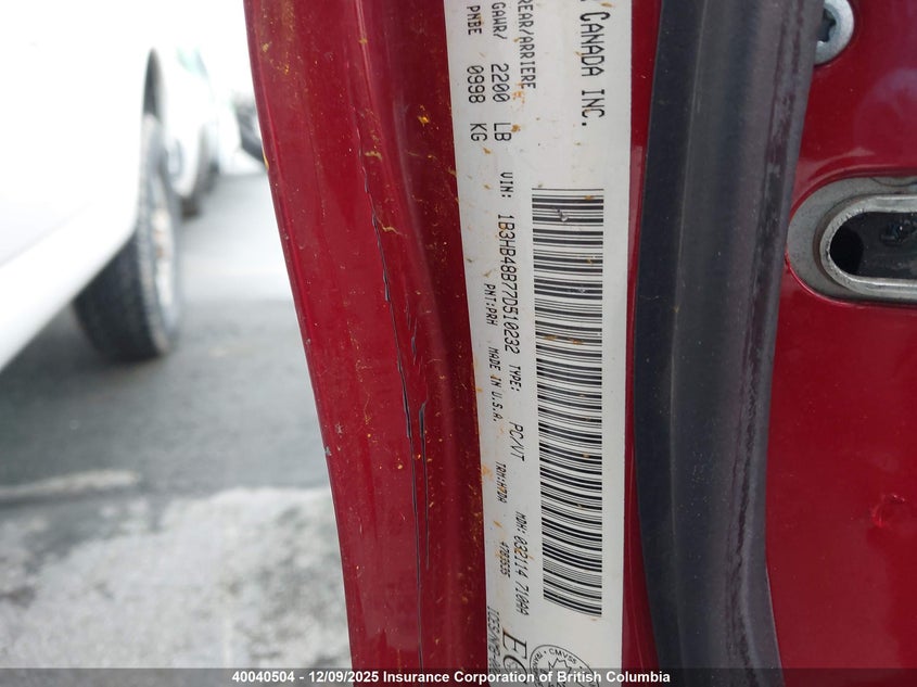 1B3HB48B77D510232 2007 DODGE CALIBER photo no. 9