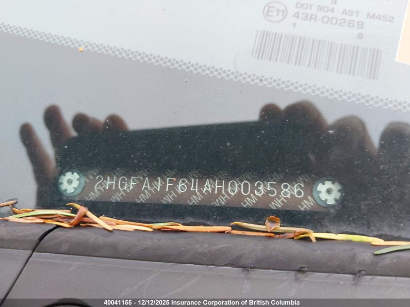 2010 Honda Civic VIN: 2HGFA1F64AH003586 Lot: 40041155