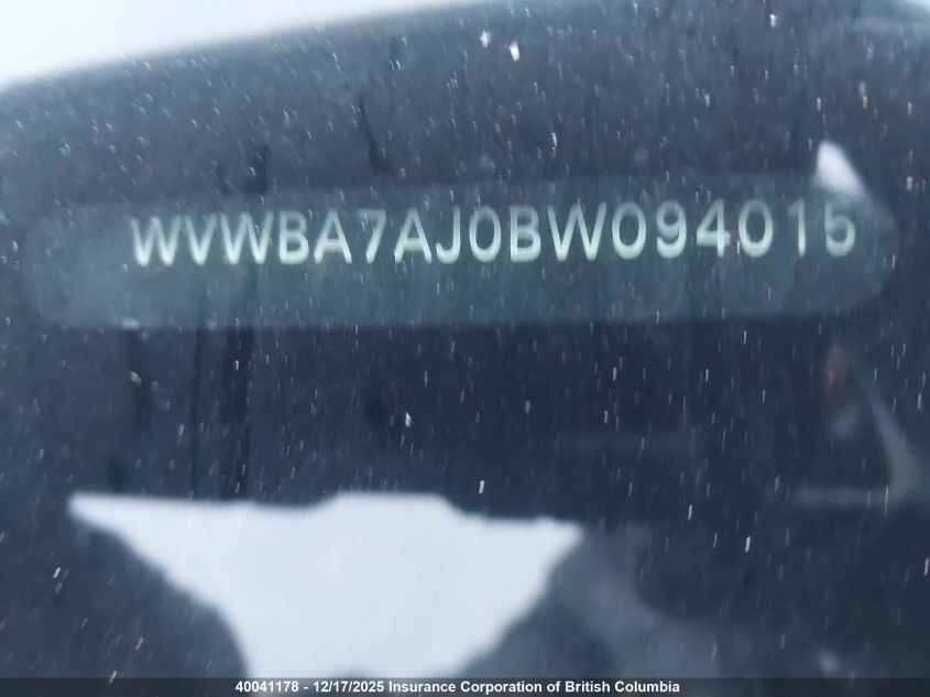 2011 Volkswagen Golf VIN: WVWBA7AJ0BW094015 Lot: 40041178