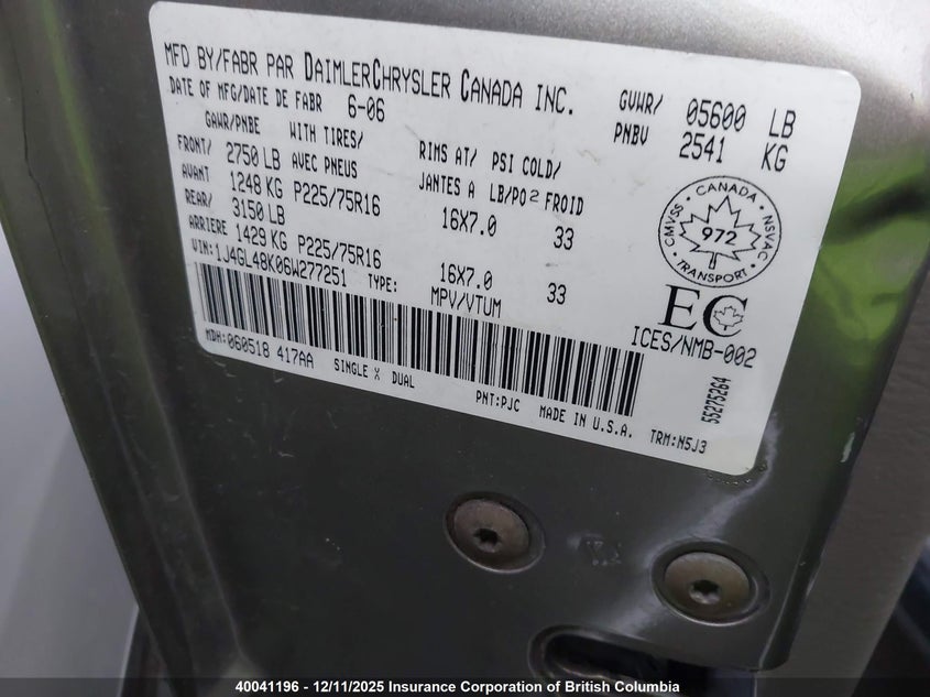1J4GL48K06W277251 2006 JEEP LIBERTY (NORTH AMERICA) photo no. 9