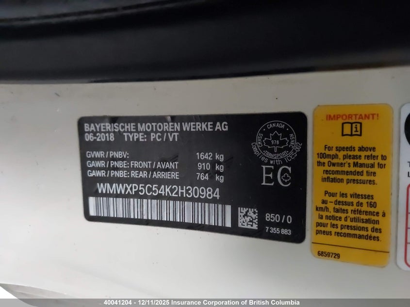 WMWXP5C54K2H30984 2019 MINI COOPER photo no. 9