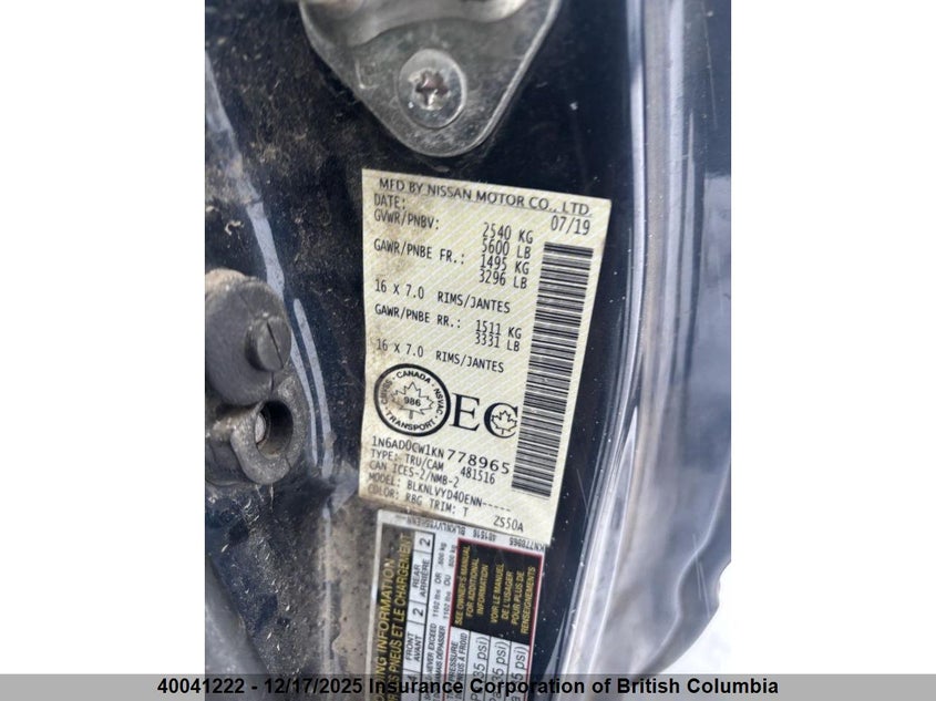 1N6AD0CW1KN778965 2019 NISSAN NAVARA (FRONTIER) photo no. 7