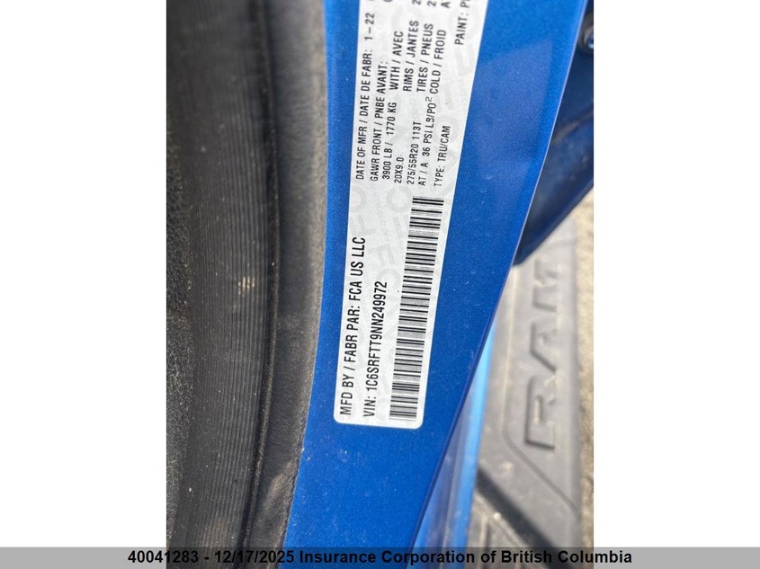 1C6SRFTT9NN249972 2022 RAM 1500 photo no. 11