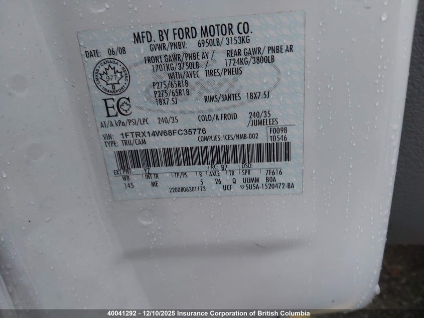 1FTRX14W68FC35776 2008 FORD F-150 photo no. 9