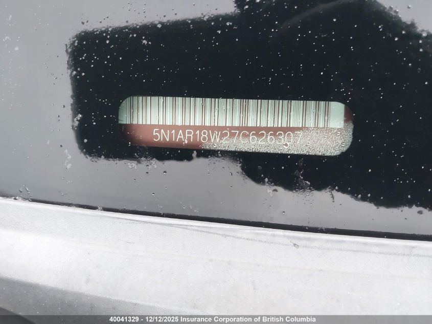 2007 Nissan Pathfinder Le/Se/Xe VIN: 5N1AR18W27C626307 Lot: 40041329