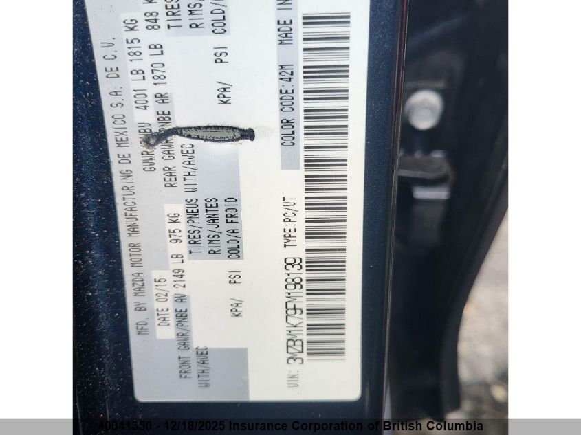 2015 Mazda 3 Sport VIN: 3MZBM1K79FM198139 Lot: 40041350