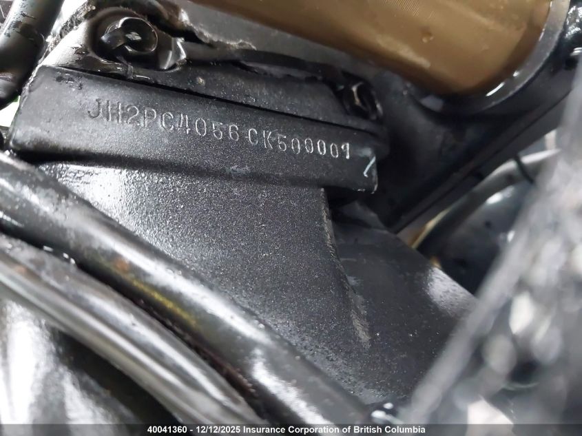 2012 Honda Cbr600 Rr-Abs VIN: JH2PC4056CK500009 Lot: 40041360