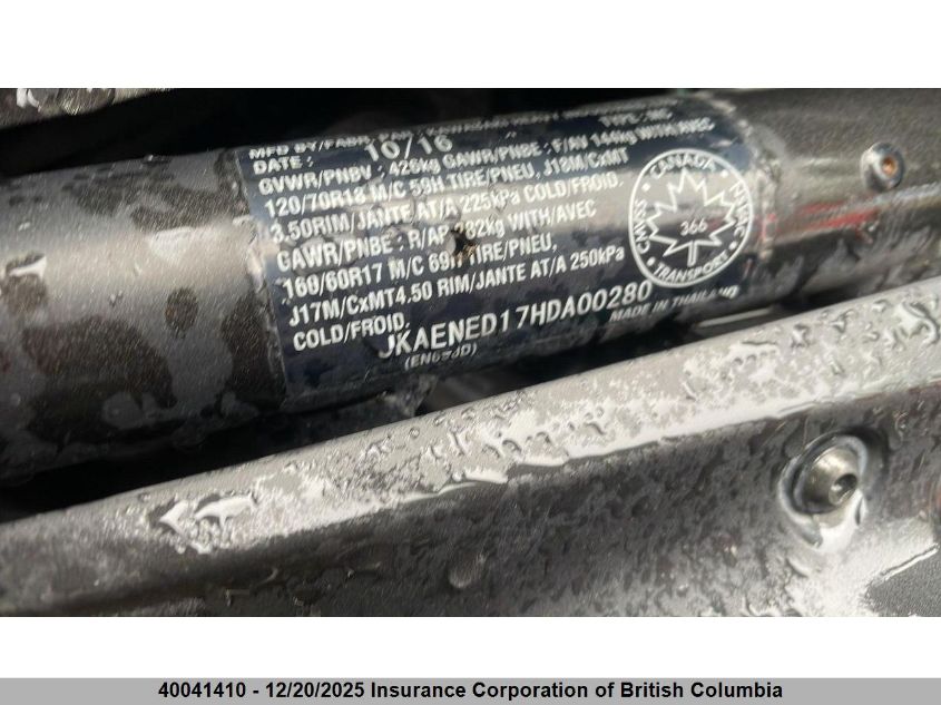 2017 Kawasaki En650 D VIN: JKAENED17HDA00280 Lot: 40041410