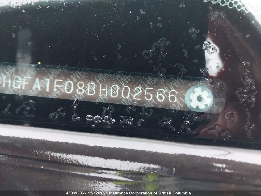 2011 Honda Civic Exl VIN: 2HGFA1F08BH002566 Lot: 40039506