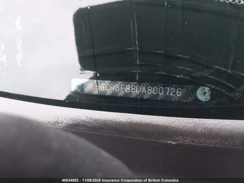 2013 Honda Accord Exl VIN: 1HGCR3F88DA800726 Lot: 40034852