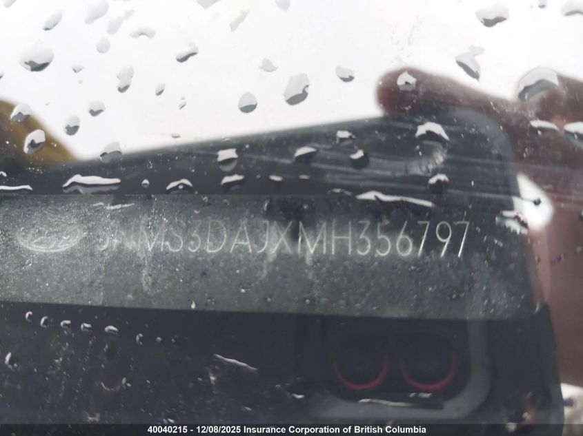 2021 Hyundai Santa Fe Sel VIN: 5NMS3DAJXMH356797 Lot: 40040215