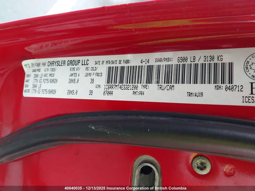 1C6RR7MT4ES321200 2014 RAM 1500 photo no. 9