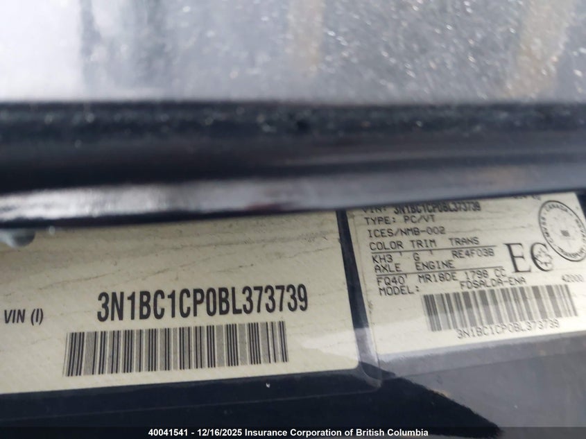 3N1BC1CP0BL373739 2011 NISSAN VERSA photo no. 9