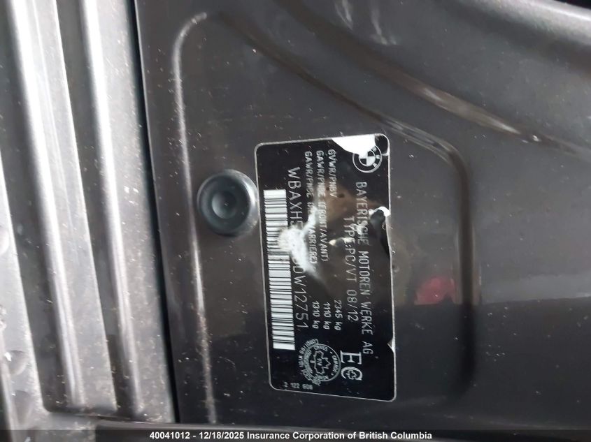 2013 BMW 528 Xi VIN: WBAXH5C53DDW12751 Lot: 40041012