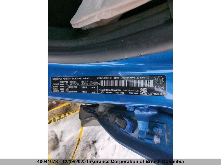 2024 Dodge Hornet Gt VIN: ZACNDFAN3R3A40885 Lot: 40041678