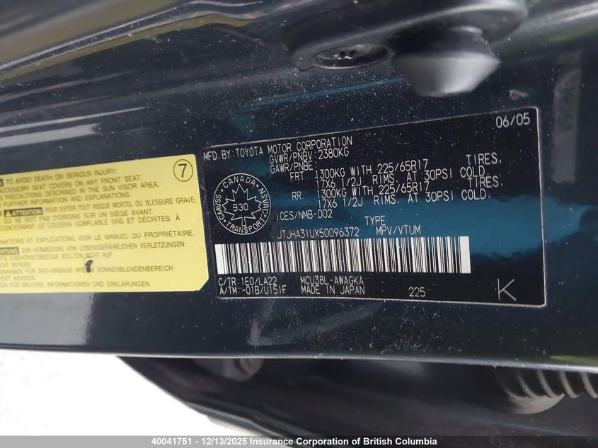 JTJHA31UX50096372 2005 LEXUS RX photo no. 9