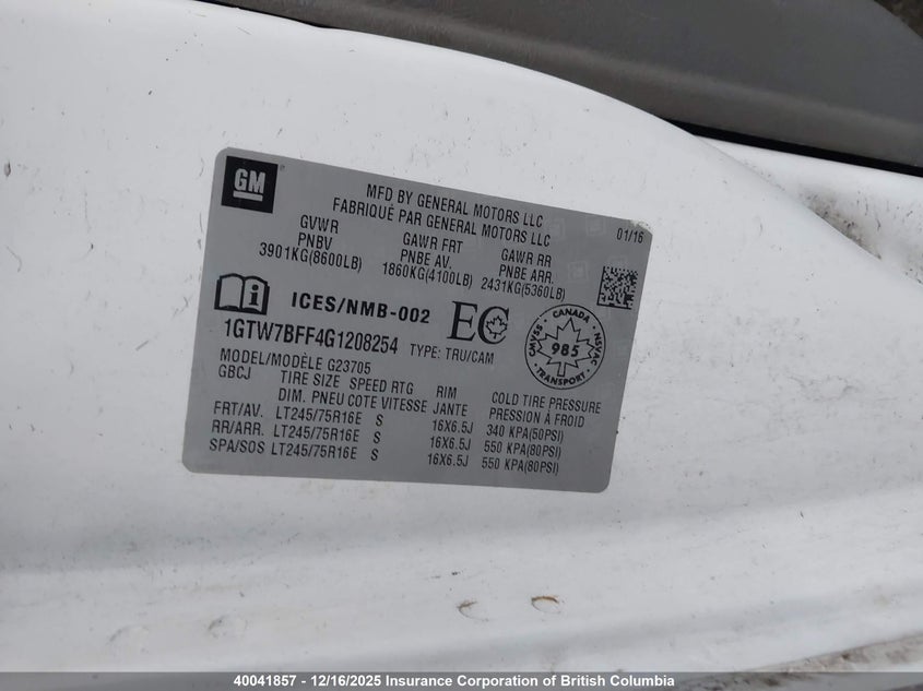 1GTW7BFF4G1208254 2016 GMC SAVANA photo no. 9