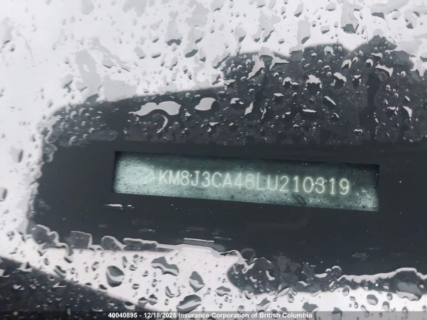 2020 Hyundai Tucson Limited/Sel/Sport/Ultimate/Value VIN: KM8J3CA48LU210319 Lot: 40040895