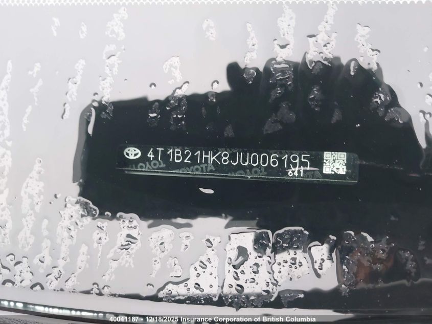 2018 Toyota Camry Hybrid/Le/Xle/Se VIN: 4T1B21HK8JU006195 Lot: 40041187