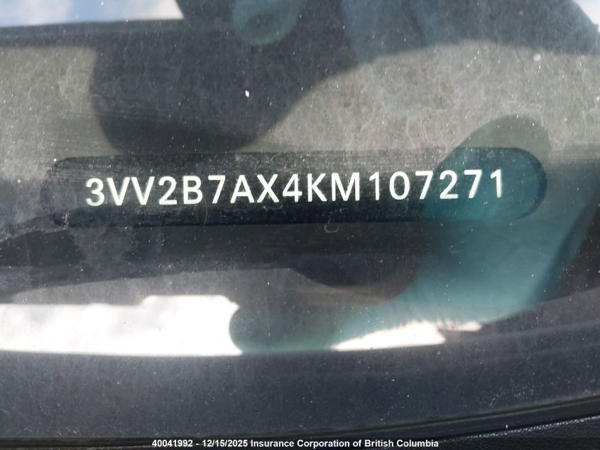 2019 Volkswagen Tiguan Se/Sel/Sel R-Line Jet-Black/Sel R-Line VIN: 3VV2B7AX4KM107271 Lot: 40041992