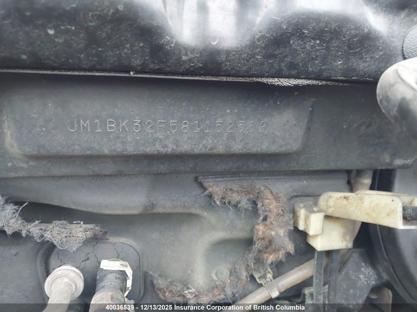 2008 Mazda 3 I VIN: JM1BK32F581152562 Lot: 40036539