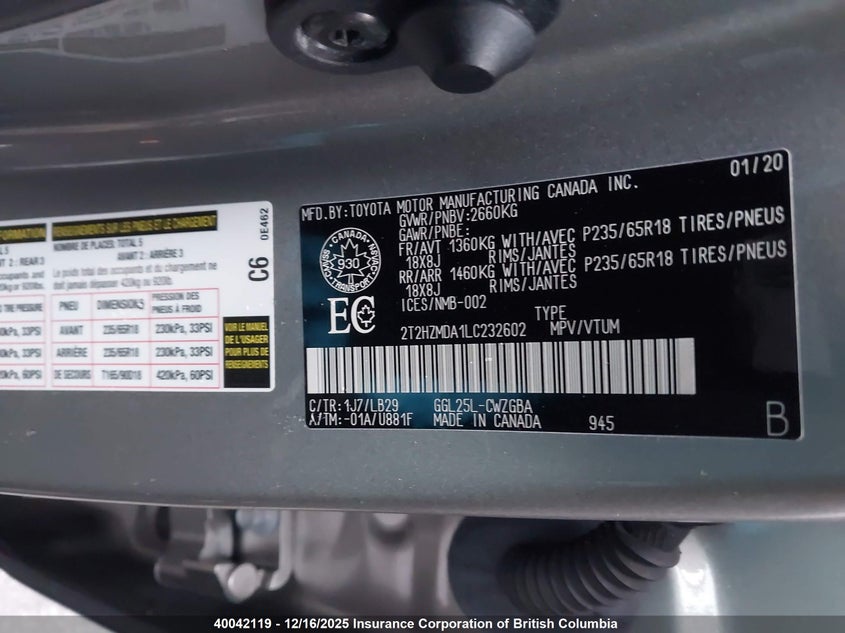 2T2HZMDA1LC232602 2020 LEXUS RX photo no. 9