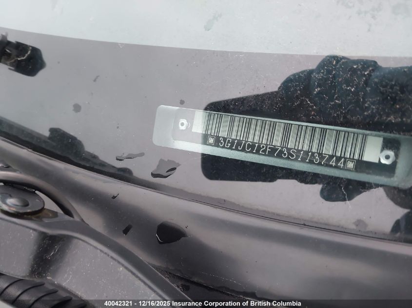 2003 Chevrolet Cavalier VIN: 3G1JC12F73S113744 Lot: 40042321