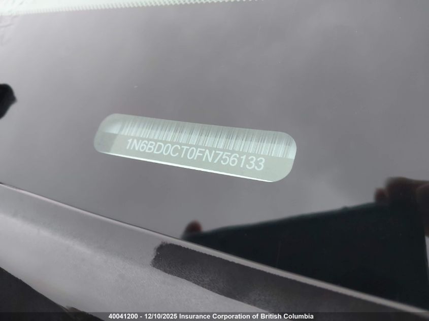 2015 Nissan Frontier S/Sv VIN: 1N6BD0CT0FN756133 Lot: 40041200