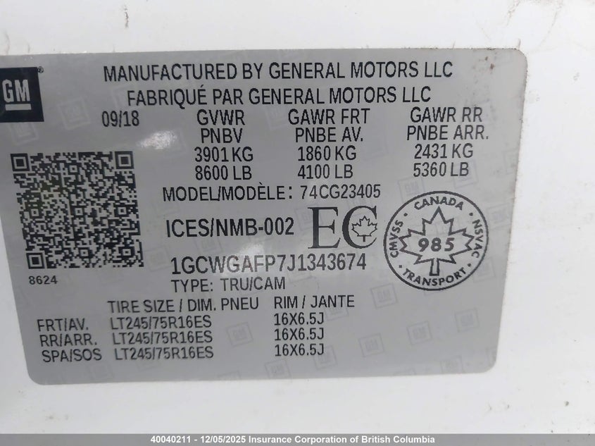 1GCWGAFP7J1343674 2018 CHEVROLET EXPRESS photo no. 9