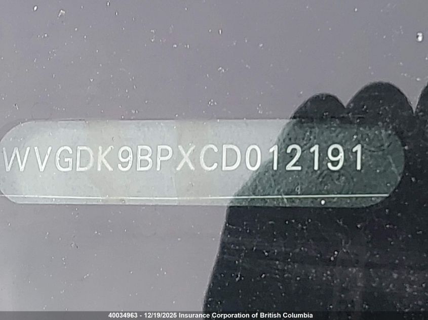 2012 Volkswagen Touareg Tdi VIN: WVGDK9BPXCD012191 Lot: 40034963