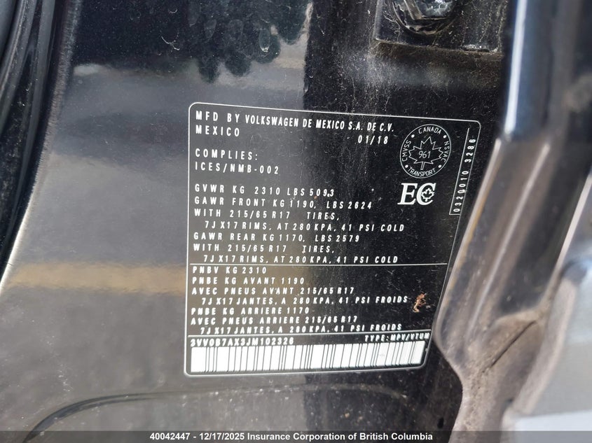3VV0B7AX3JM102326 2018 VOLKSWAGEN TIGUAN photo no. 9