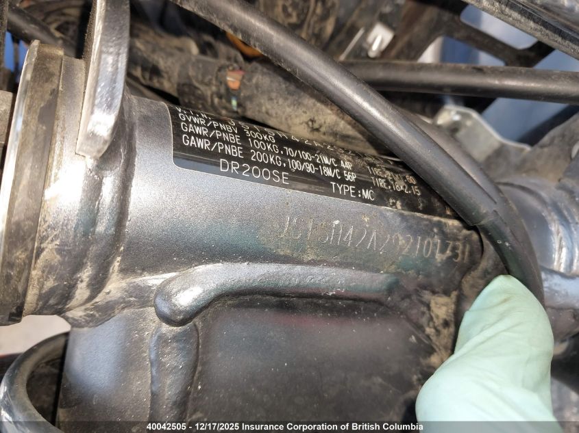 2009 Suzuki Dr200 Se VIN: JS1SH42A292101731 Lot: 40042505