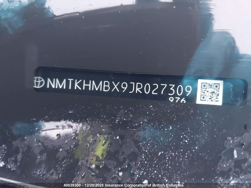 2018 Toyota C-Hr Xle/Xle Premium VIN: NMTKHMBX9JR027309 Lot: 40039300