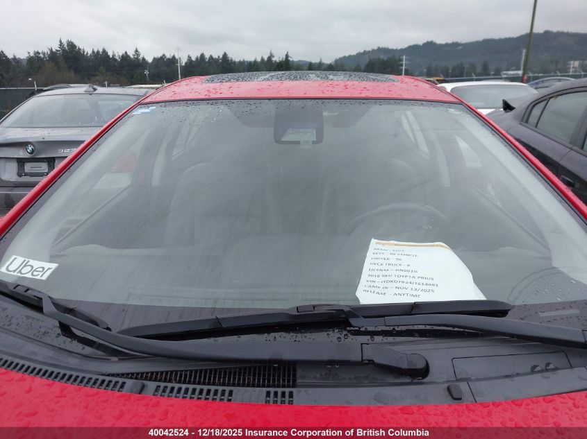 2018 Toyota Prius VIN: JTDKDTB34J1614681 Lot: 40042524