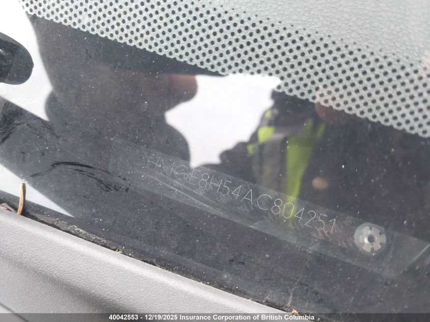 2010 Honda Fit VIN: JHMGE8H54AC804251 Lot: 40042553