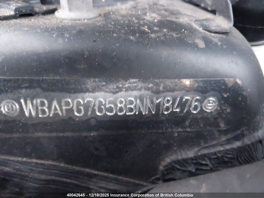 2011 BMW 323I VIN: WBAPG7G58BNN18476 Lot: 40042645