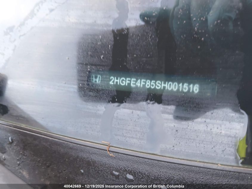 2025 Honda Civic VIN: 2HGFE4F85SH001516 Lot: 40042669