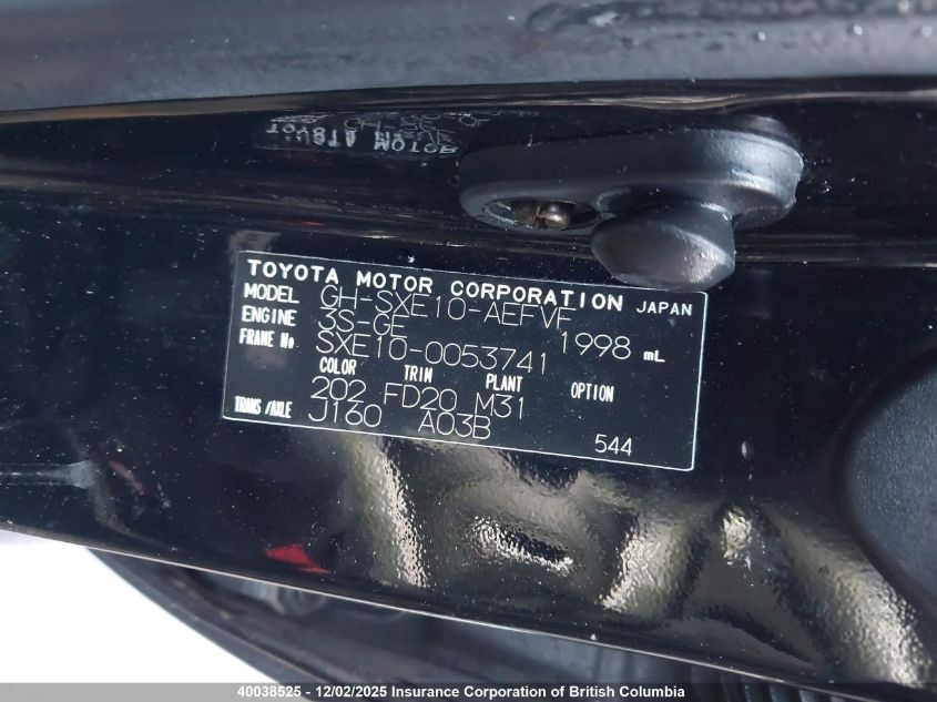 2004 Toyota Altezza VIN: SXE100053741 Lot: 40038525