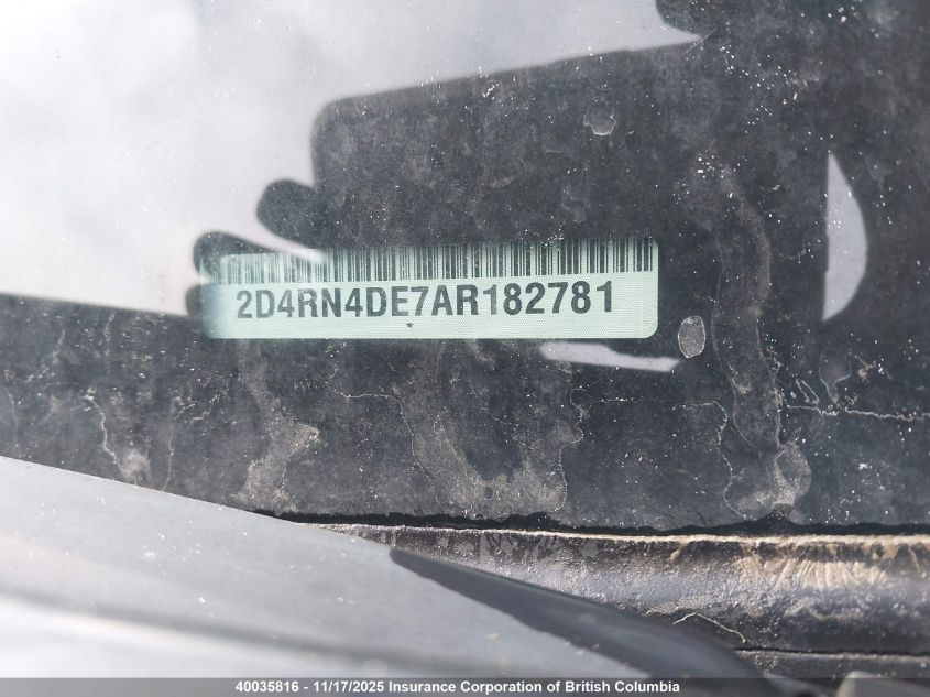 2010 Dodge Grand Caravan Se VIN: 2D4RN4DE7AR182781 Lot: 40035816